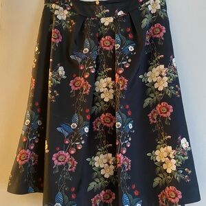 Ted Baker Black Floral A-Line Skirt